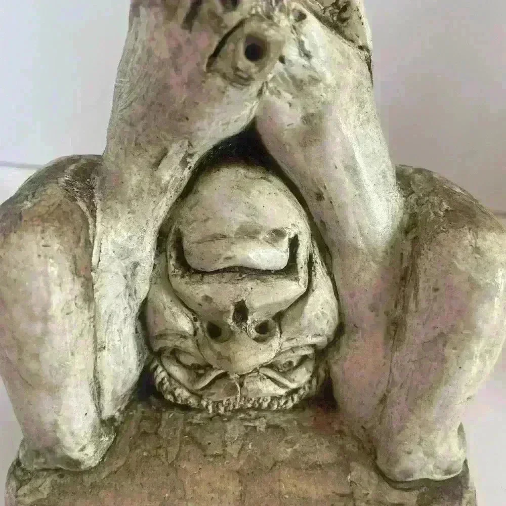 Ugly Ogre Troll Upside Down Large Feet Stone Statue